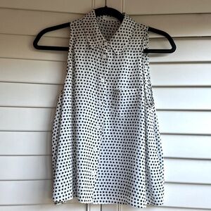 Equipment Femme Silk Collared Sleeveless Blouse with Star Pattern Women’s Small